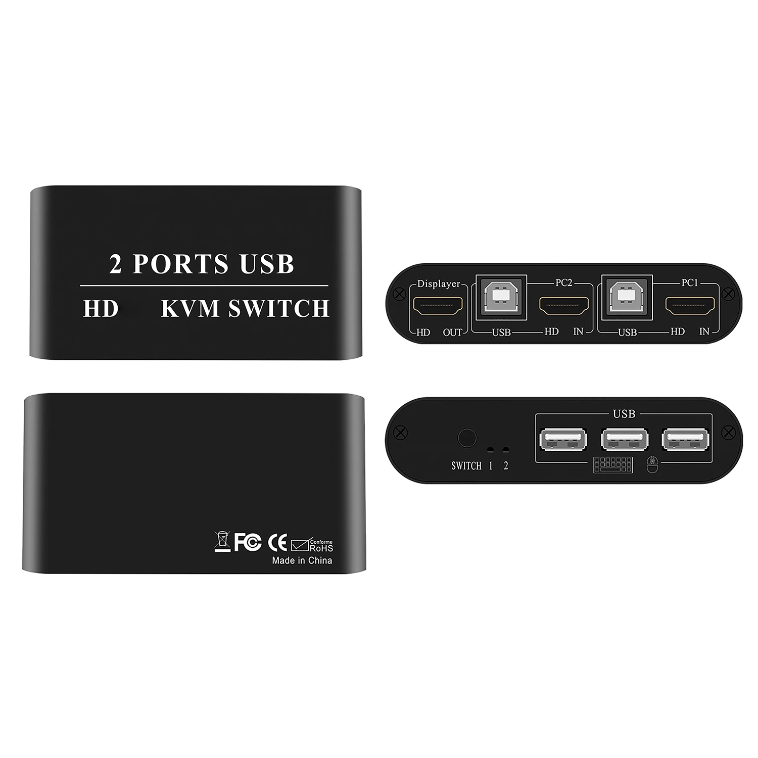 2020 USB KVM переключатель 2 0 для клавиатуры мышь принтер монитор Обмен коммутатор