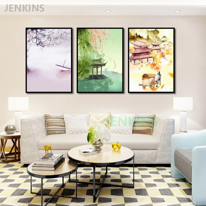 

Spring Autum Winter Season Landscape Wall ArtCanvas Painting Poster Art Wall Picture For Living Room Decoration Jenkins