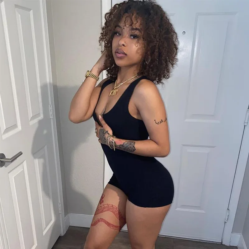 

BIIKPIIK Skinny Knitting Women Playsuits One Piece Sportwear Romper Casual Solid Female Clothing Elegant Jumpsuits Womens