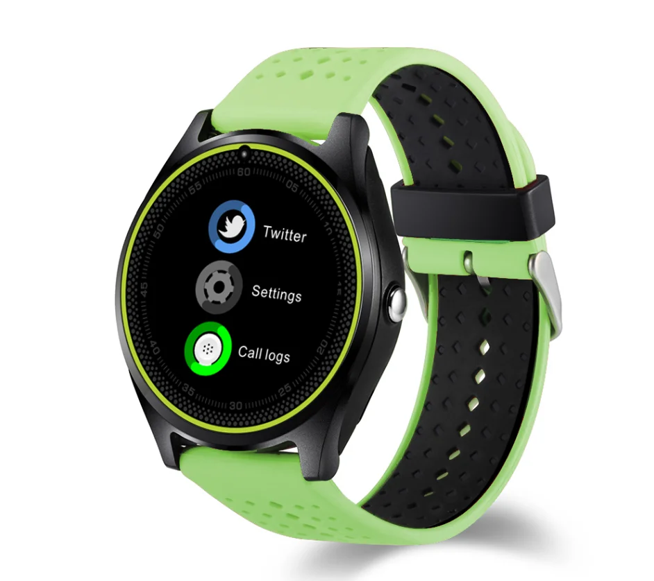 Green V9 Смарт-часы с поддержкой камеры Bluetooth Smartwatch SIM карты наручные часы для мужчин женщин детей беспроводные устройства спортивные часы - Цвет: Green