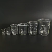 6pcsset 5ml10ml25ml50ml100ml150ml low form glass beaker chemistry experiment labware for school