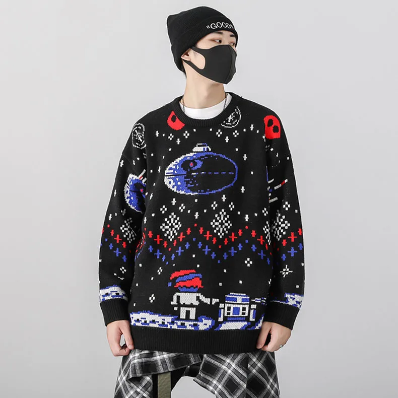 Новинка весны 2019 мужские брендовые свитера в стиле хип хоп сочетающиеся с