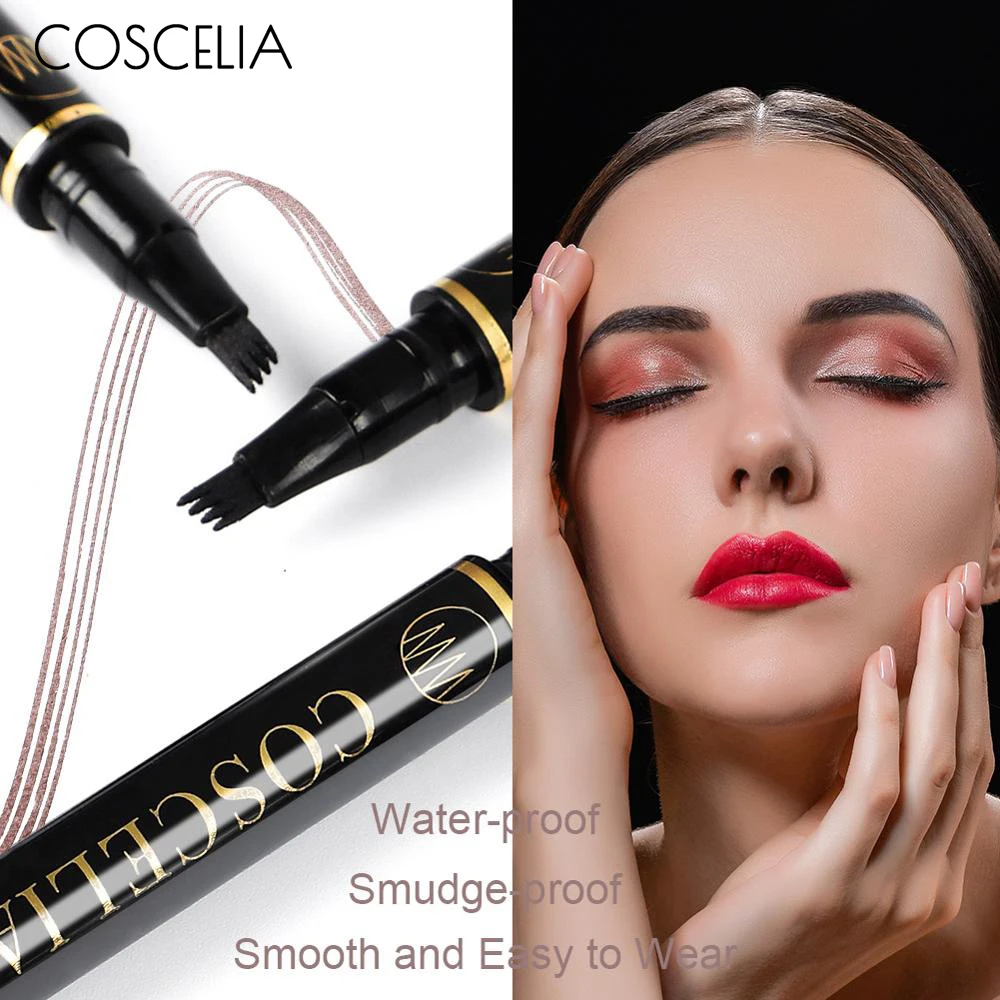 COSCELIA 4 насадки для макияжа бровей 4 цвета высококачественный матовый карандаш для бровей водостойкая тату-ручка длительная косметика