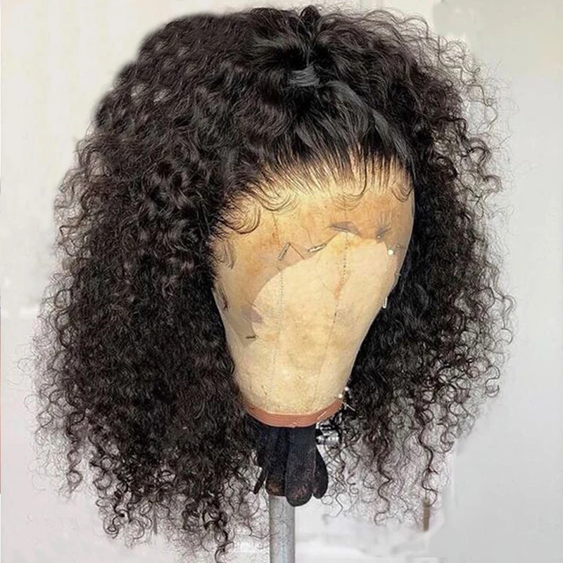 Кудрявый парик на шнуровке человеческие волосы парики для черных женщин
