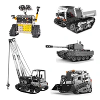 alloy building blocks construction engineering set metal forklift bulldozer robot rc car rc toy boy child
