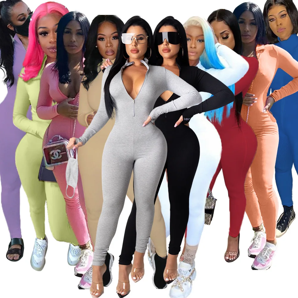 

Ursuper Cross Border Supply Foreign Trade Women's Clothing Sunken Stripe Embroidered Letter Stretch Thread Fitted Jumpsuit