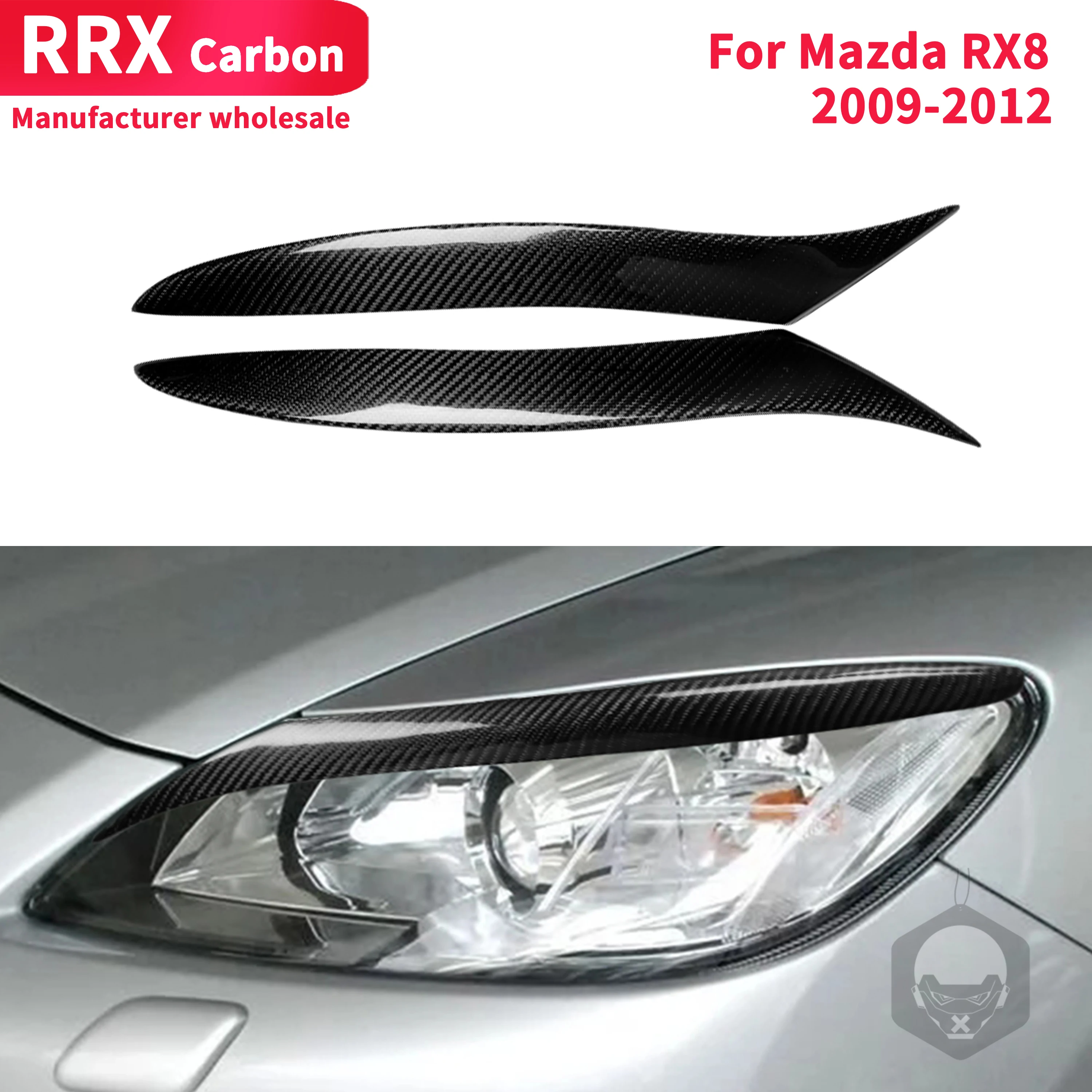 

1Pair Headlights Eyebrow Eyelid Trim Cover Sticker For Mazda new RX8 2009-2012 Real Carbon Fiber Paste Style Car Accessories