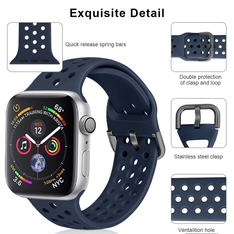 Ремешок для Apple Watch 38 мм 42 iWatch 4 band 44 40 спортивный силиконовый ремешок Браслет correa