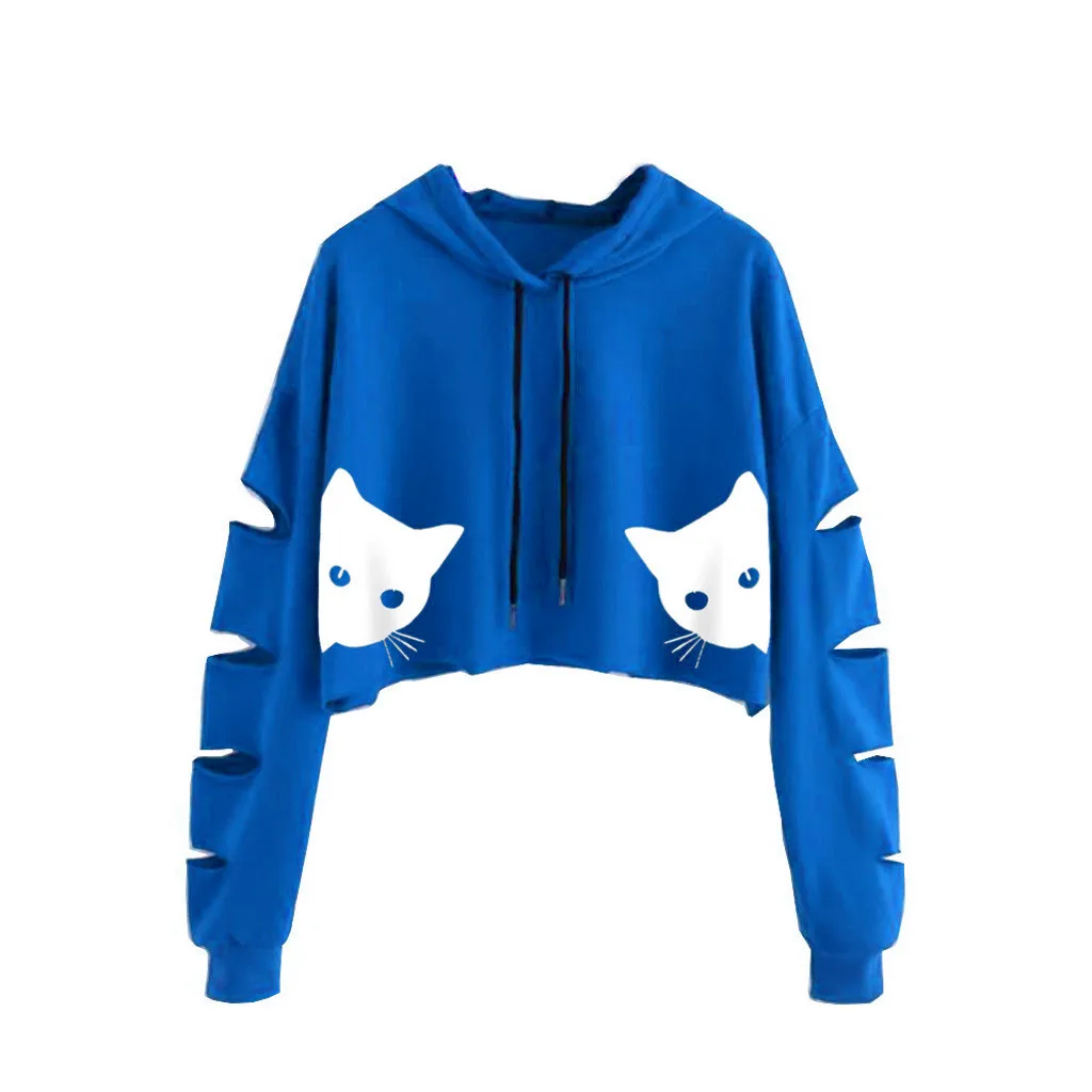 FREE OSTRICH sweater Women Cat Print Long Sleeve Solid Short Paragraph Popular Autumn Winter Sweater Invierno 2019 | Женская одежда