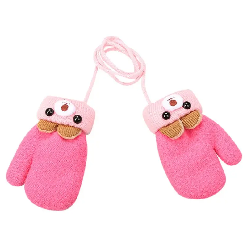 

0-3Years Winter Baby Boy Girl Knitted Gloves Thick Warm Rope Full Finger Mittens