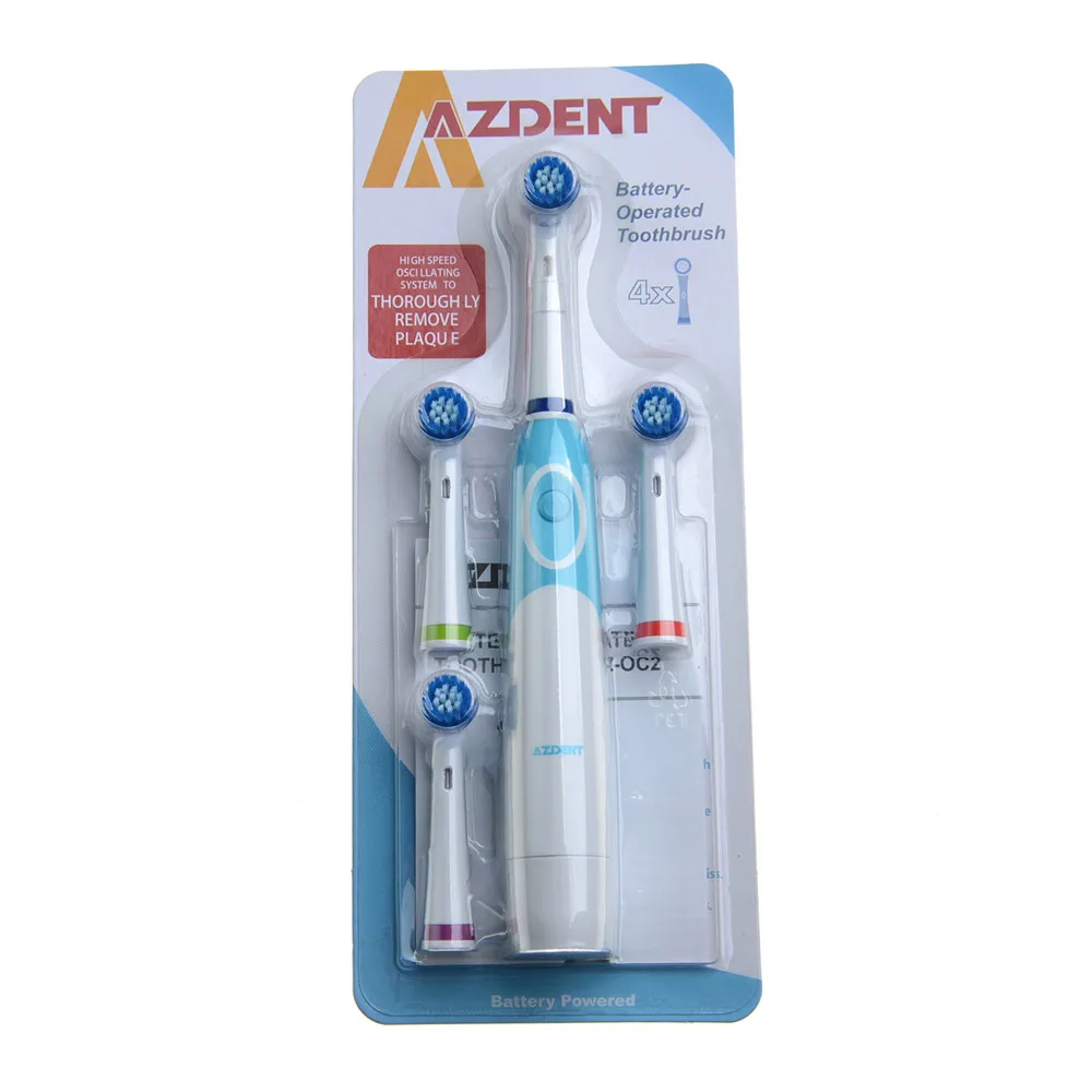 

Electric Rotating Toothbrush Battery Operated With 4 Brush Heads Oral Hygiene Health Products No Rechargeable Tooth Brush