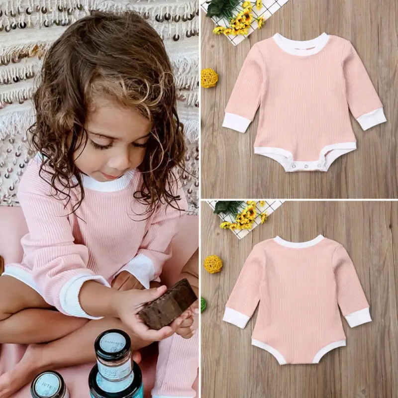 Комбинезон для новорожденных девочек трикотажный розовый комбинезон с длинным