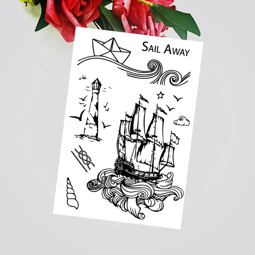 11x16 см пиратский корабль прозрачный печать прозрачные наклейки силиконовый