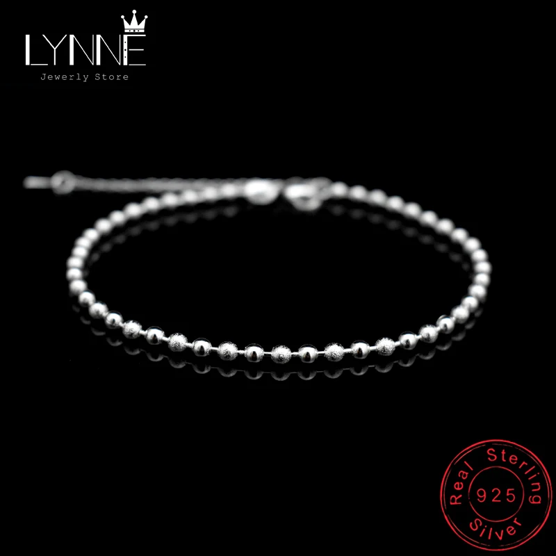 

New Classic Simple Small Round Ball Bead Anklets Foot Chain For 925 Sterling Silver Ladies Foot Anklet Bracelet Wom Jewelry