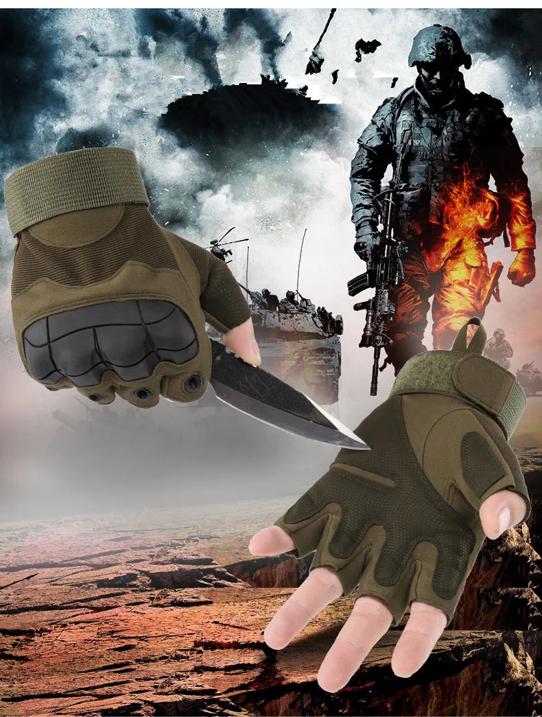 Перчатки мужские тактические боевые митенки с полупальцами антискользящие из