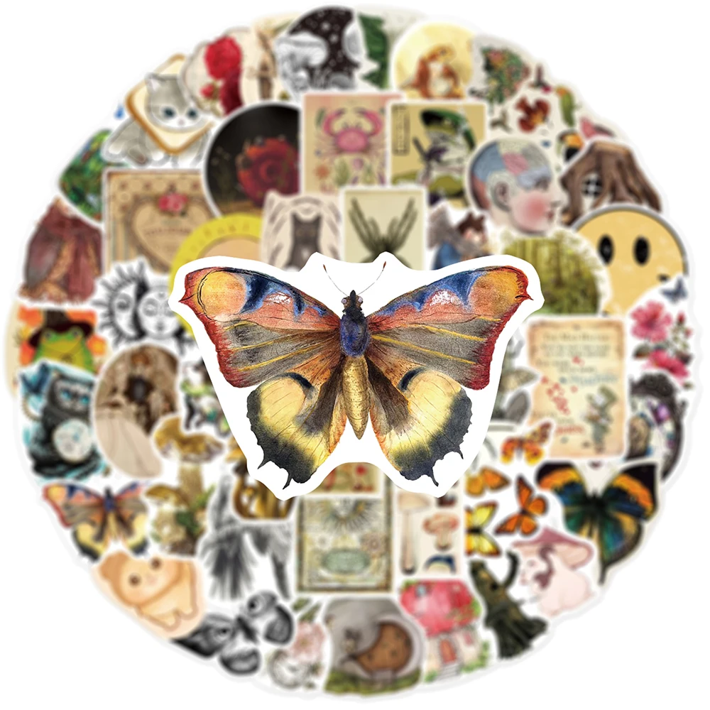 103050pcs cute retro art animal plant graffiti stickers aesthetic laptop phone fridge bike car cartoon decals sticker for kids free global shipping