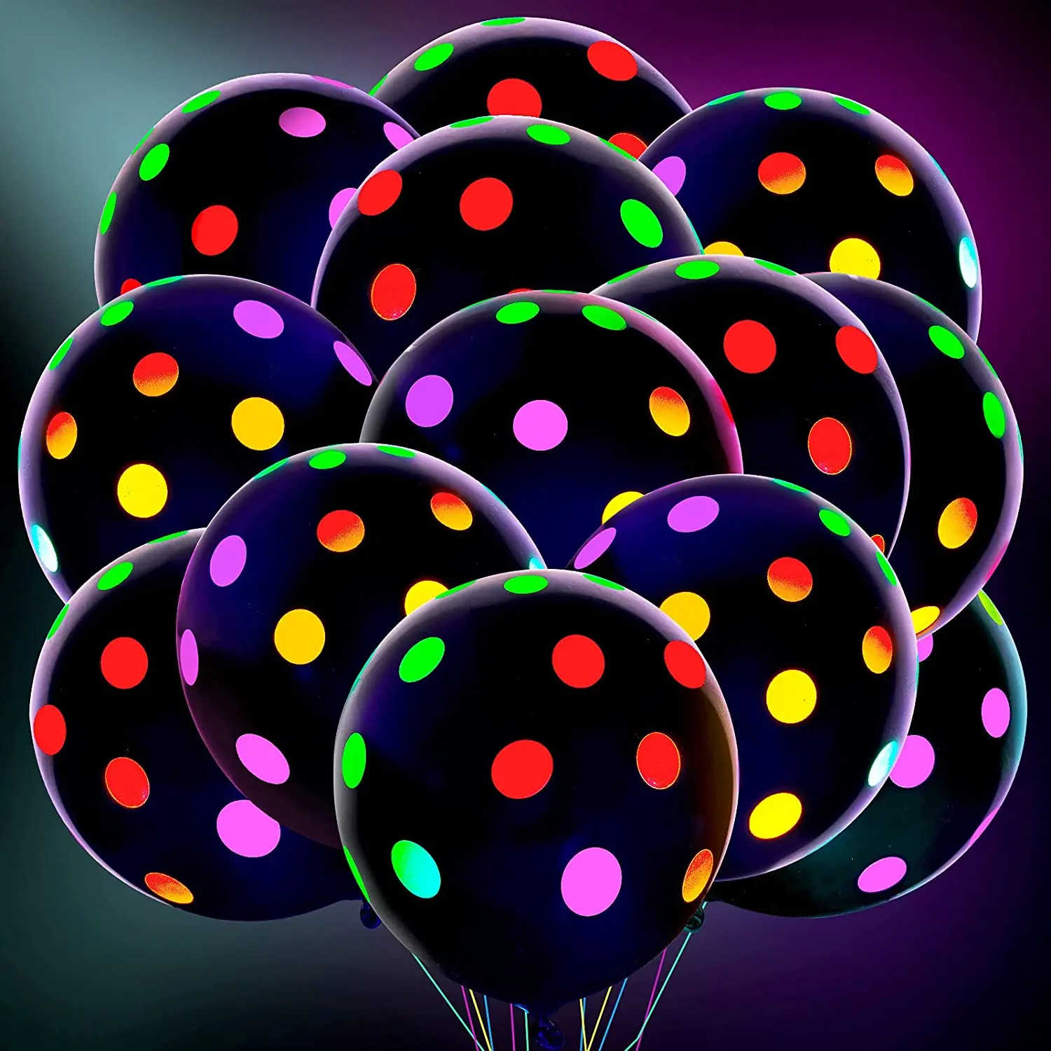 

30 шт. Светящийся неоновый шар, день рождения, светящийся воздушный шар в горошек с днем ​​рождения, латексная реакция, флуоресцентный мини-...
