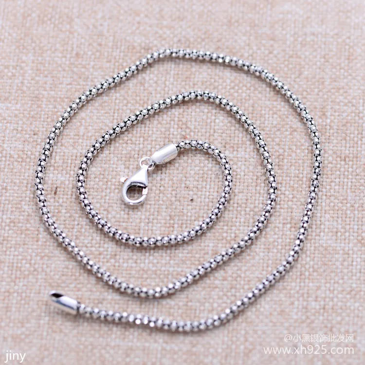 

KJJEAXCMY Fine Jewelry 925 sterling Silver Thick 1.5mm-2.5mm Popcorn Chain Female Money