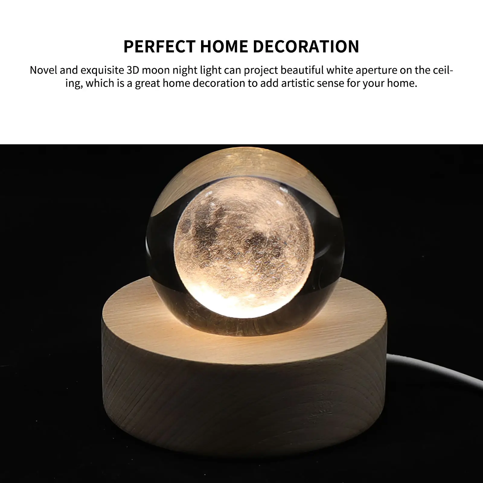 

3D Moon Lamp Crystal Ball LED Night Light Decorative Table Lamp Glass Ball Moon Lights LED Night Lamp For Bedroom Kids Room