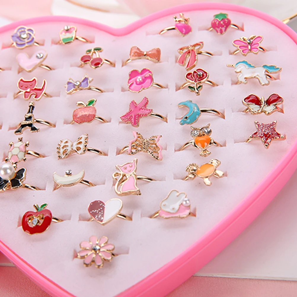 36 шт сплав милые Мультяшные Кольца Регулируемая подставка для игрушек ювелирные