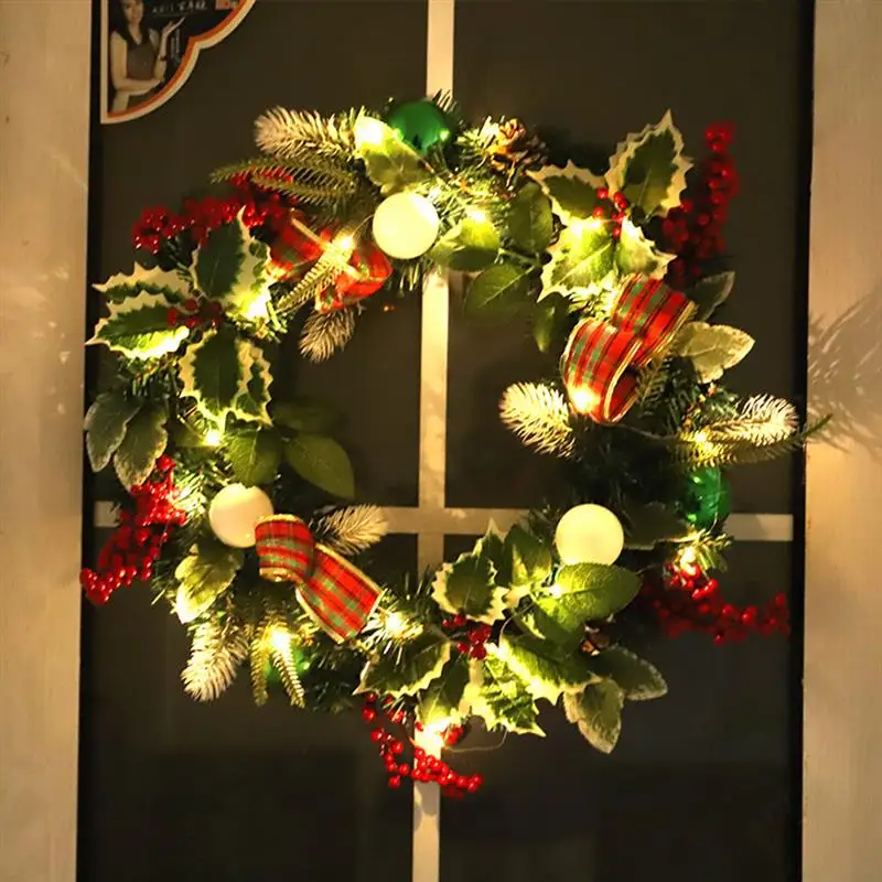 

Рождественская гирлянда с шариками, подвесное настенное украшение, искусственный венок для входной двери, украшение для дома на Рождество ...