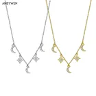 Ожерелье-чокер ANDYWEN, из стерлингового серебра 925 пробы, с цветком снежинки, Длинная цепочка подвеска в виде Луны, Женские Ювелирные украшения на шею, 2021