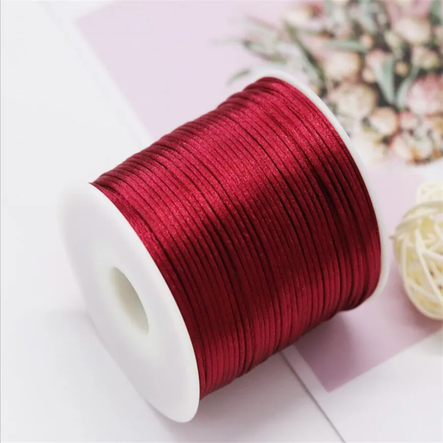 

1MM Dk Red Nylon Chinese Satin Silk Knot Cord Rattail Thread Necklace Macrame String Jewelry Findings Beading Rope #122
