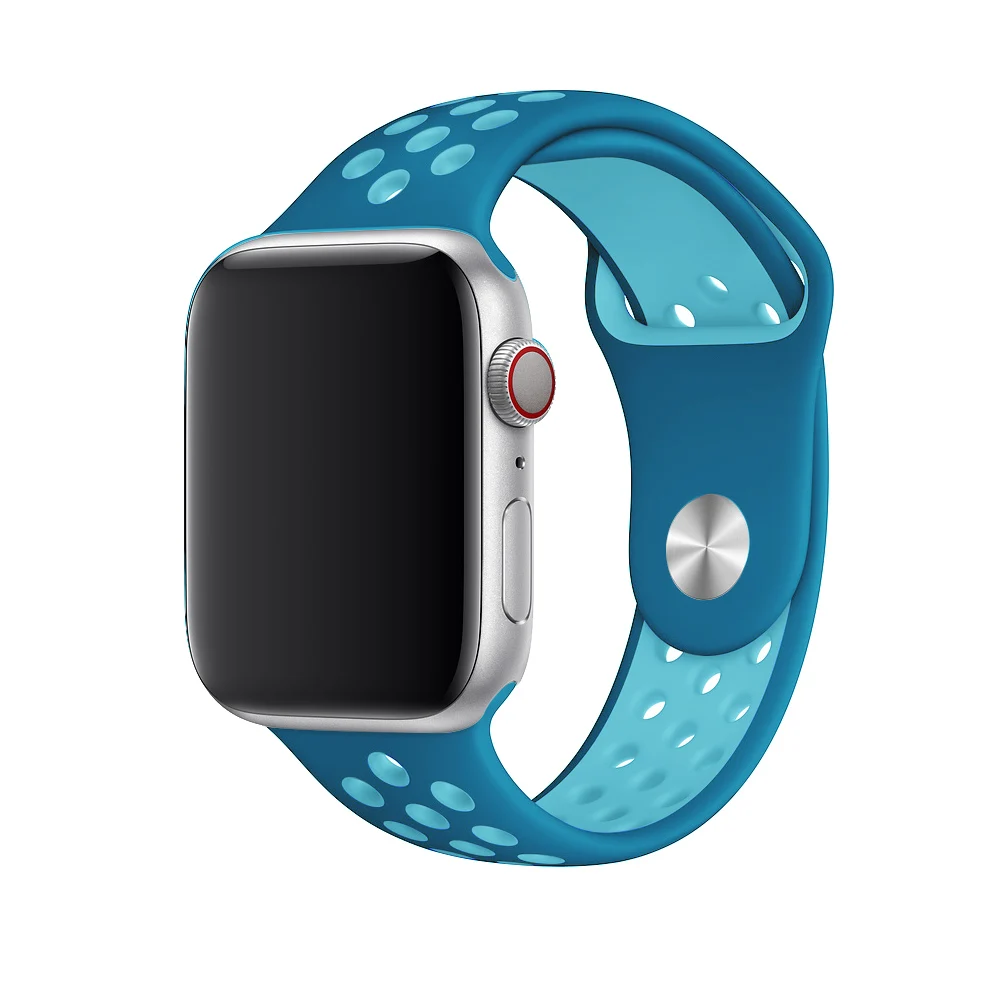 blue light blue Ремешок для apple watch 42 мм 38 мм силиконовый браслет correa iwatch 5 4 3 2 44 мм 40 мм спортивный браслет pulseira apple watch 4 аксессуары - Цвет ремешка: blue light blue
