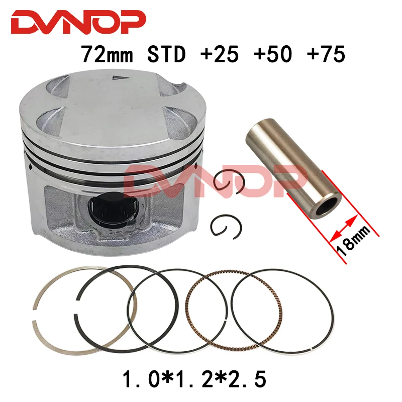 

Motorcycle 72mm +25 +50 +75 +100 Piston Bore 18mm Pin Ring Gasket Set For Suzuki GN250 DR250 GZ250 DR GN 250 Egine Spare Parts