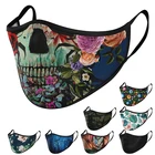 Модная маска для лица с рисунком черепа для взрослых моющаяся многоразовая дышащая маска для лица # C