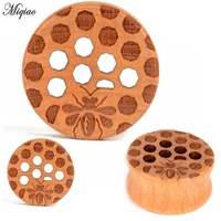 miqiao 2pcs hypoallergenic new honeycomb mesh wood ear expander 10mm 25mm exquisite human body piercing jewelry