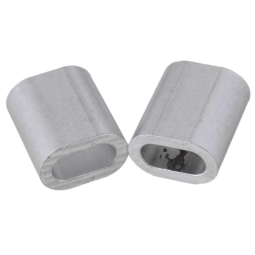 Серебристый Овальный Алюминиевый зажим 6 мм для проволоки Swage M6 набор из 20 |