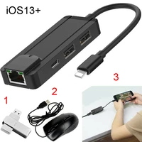 ios otg usb drive card reader mouse connect rj45 network cable ethernet adapter for ipad iphone 12 11 pro max 6 7 8 plus x xs xr