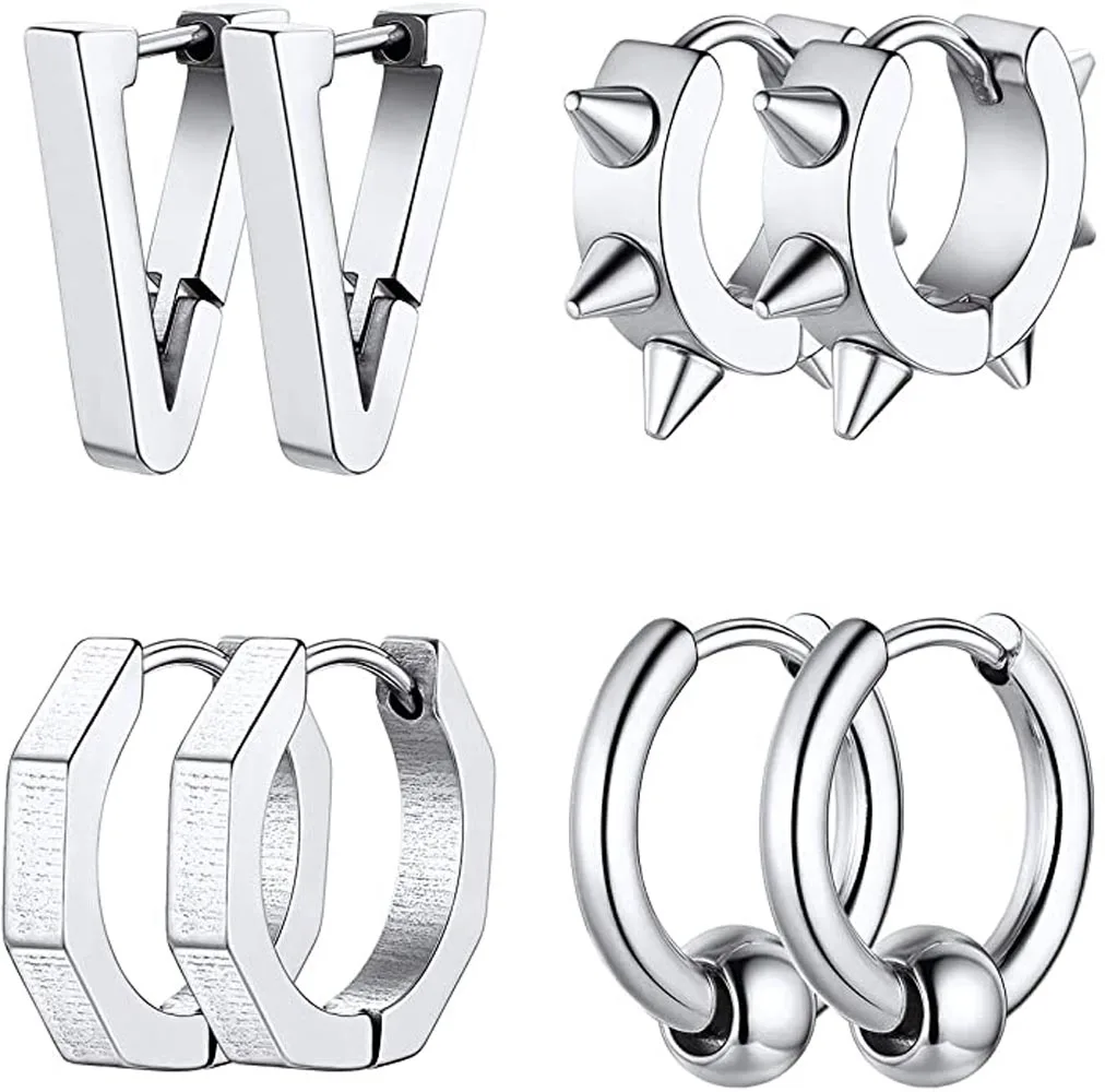 Кольца из нержавеющей стали в стиле панк-рок для пирсинга серьги-кольца