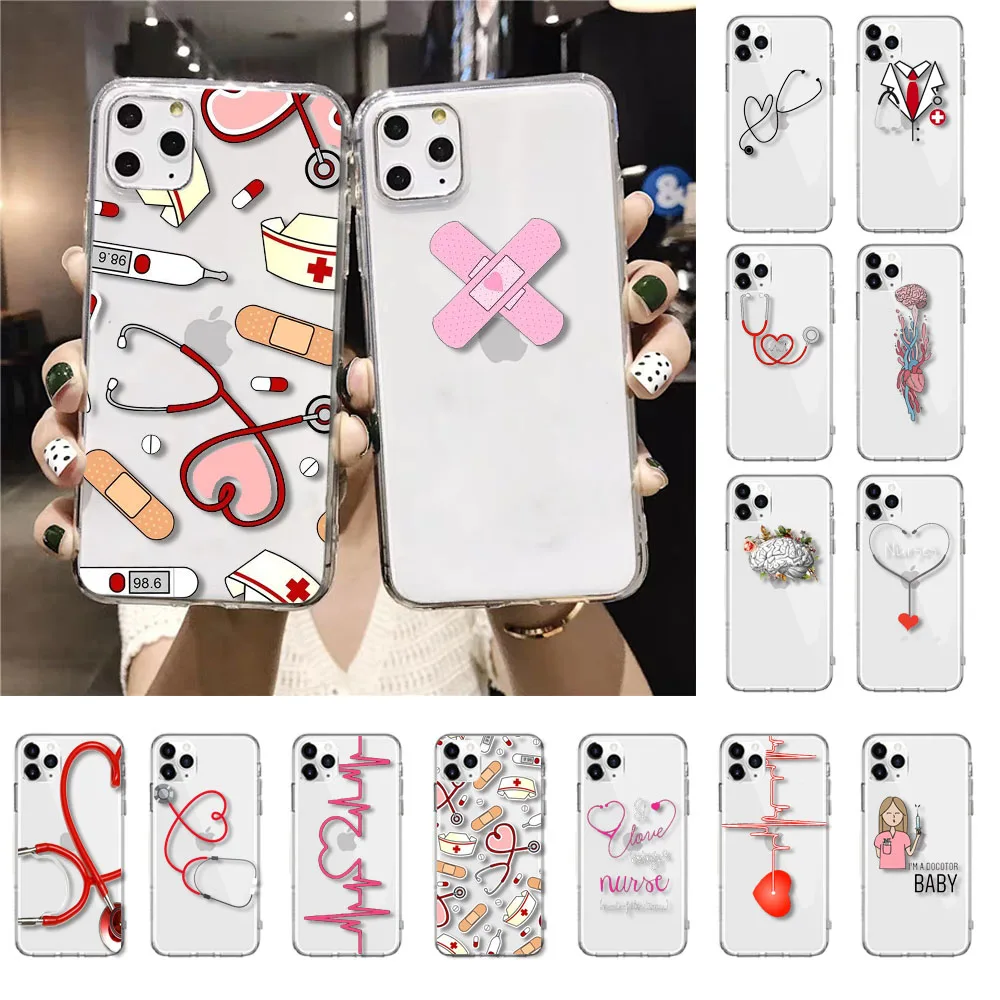 Cute Cartoon Medicine Doctor Nurse Phone Case For iphone 14 13 Pro Max 12mini 12 11 ProMax XS MAX XR SE2 8 7 plus X