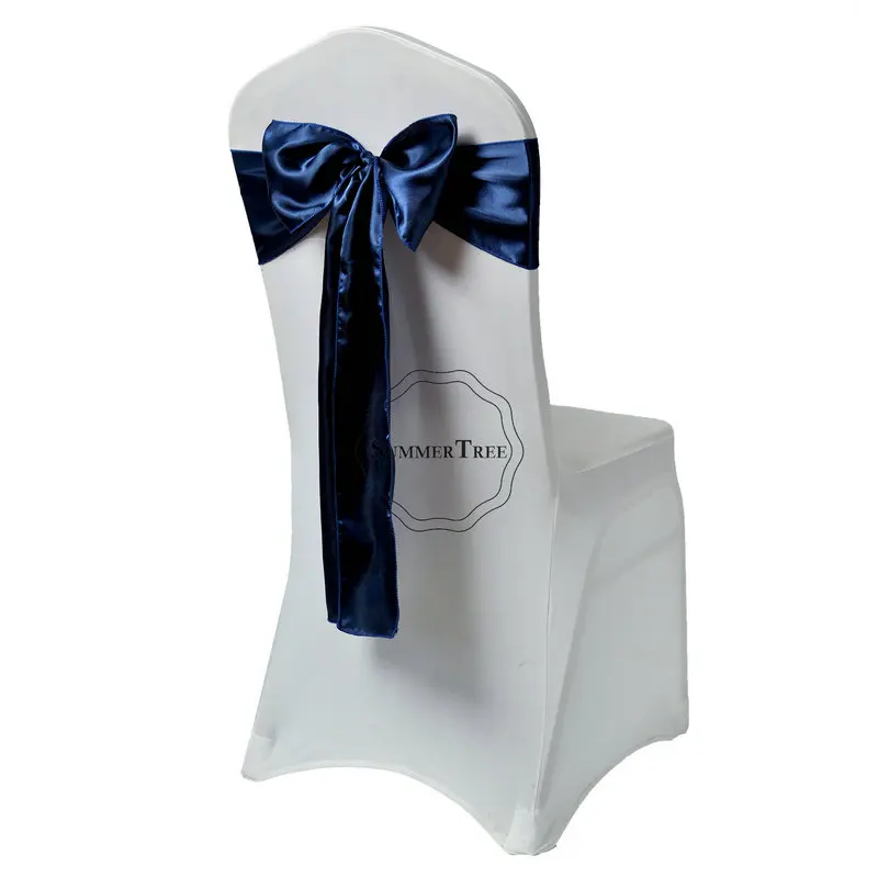 Navy Blue 6x108 дюймов атласная лента на стул галстук-бабочка для банкета стула для свадебной вечеринки покрытие ремесло украшение 15x275 см атласная ткань - Цвет: Navy Blue