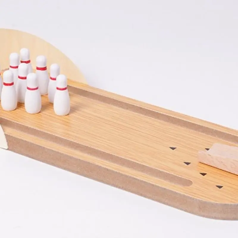 

Portable Mini Wooden Desktop Bowling Game Tabletop Toy Classic Ball for Kids