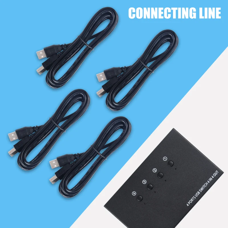 4 в выхода USB переключатель KVM коробка USB2.0 коммутатор ПК разделяющий сплиттер для