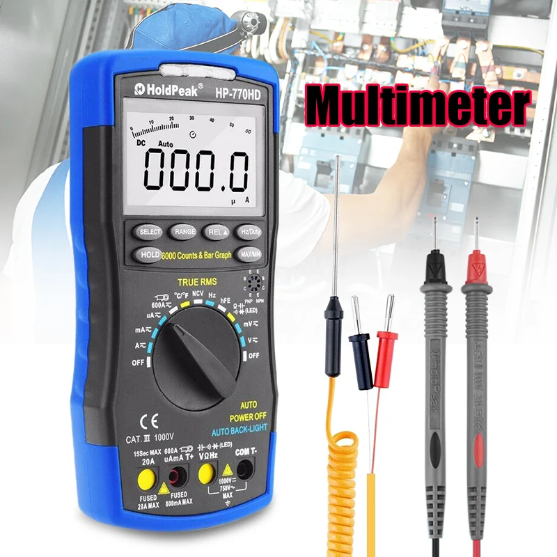 HP-770HD Цифровой мультиметр Авто Диапазон True RMS AC DC Напряжение частоты постоянной