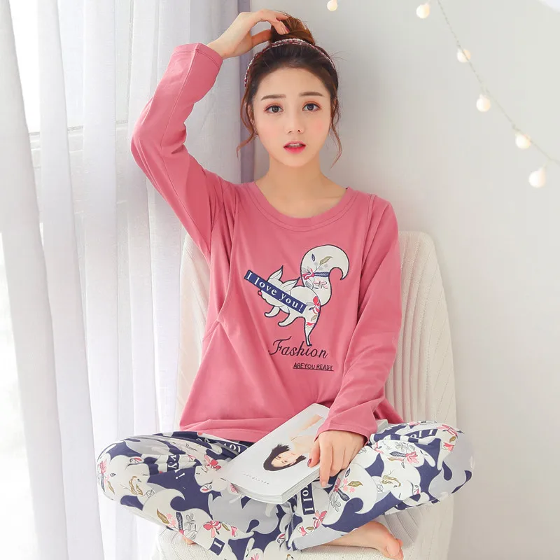 Комплект женских пижам с круглым вырезом Хлопковая пижама mujer полная Пижама для