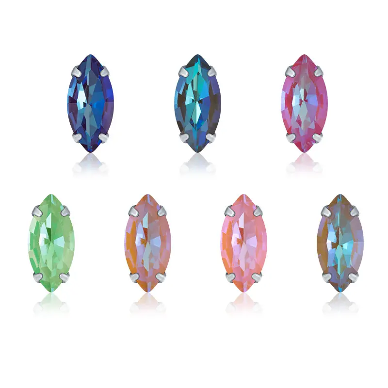 

Horse Eye Nevatte Crystal K9 Glass Sew on Rhinestones with Silver Claw Stones for Craft Clothing Decoration Wedding Dress Beads