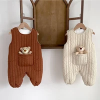 autumn and winter baby warm one piece clothes cotton thickened solid color baby walking 0 3 year old boys and girls clothes