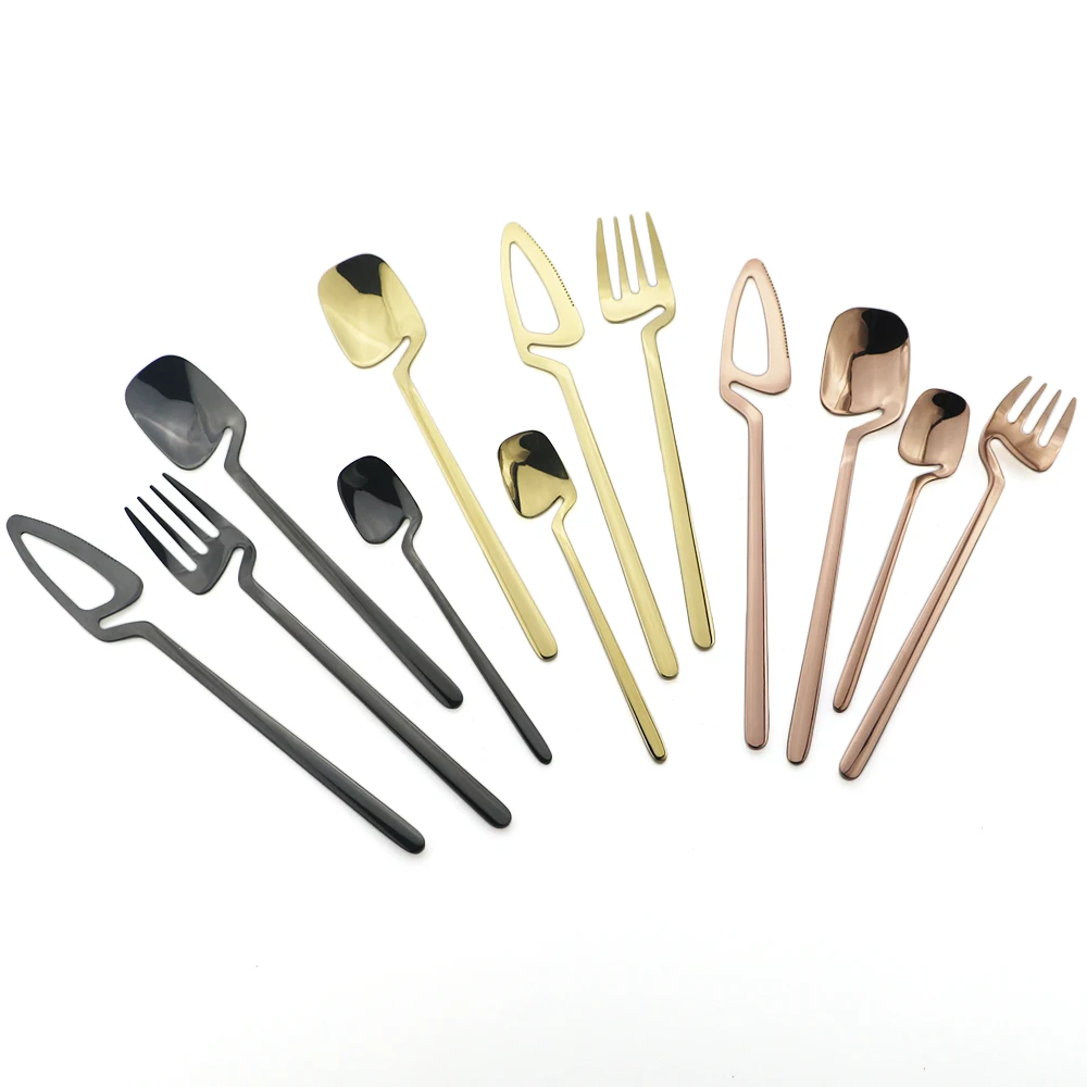 

24Pcs Black Cutlery Set 304 Stainless Steel Dinner Tableware Set Knives Fork Coffee Spoon Dinnerware Bar Flatware Silverware Set