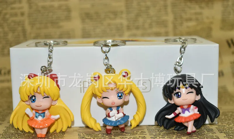 6 шт./компл. аниме Сейлор Мун Фигурки игрушки брелок кулоны куклы аксессуары для