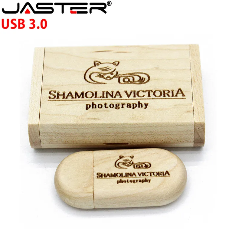 JASTER USB 3,0 Пользовательский логотип деревянный usb+ коробка ручка-накопитель 8 ГБ 16 ГБ 32 ГБ 64 Гб 128 ГБ USB флеш-накопитель Флешка карта памяти