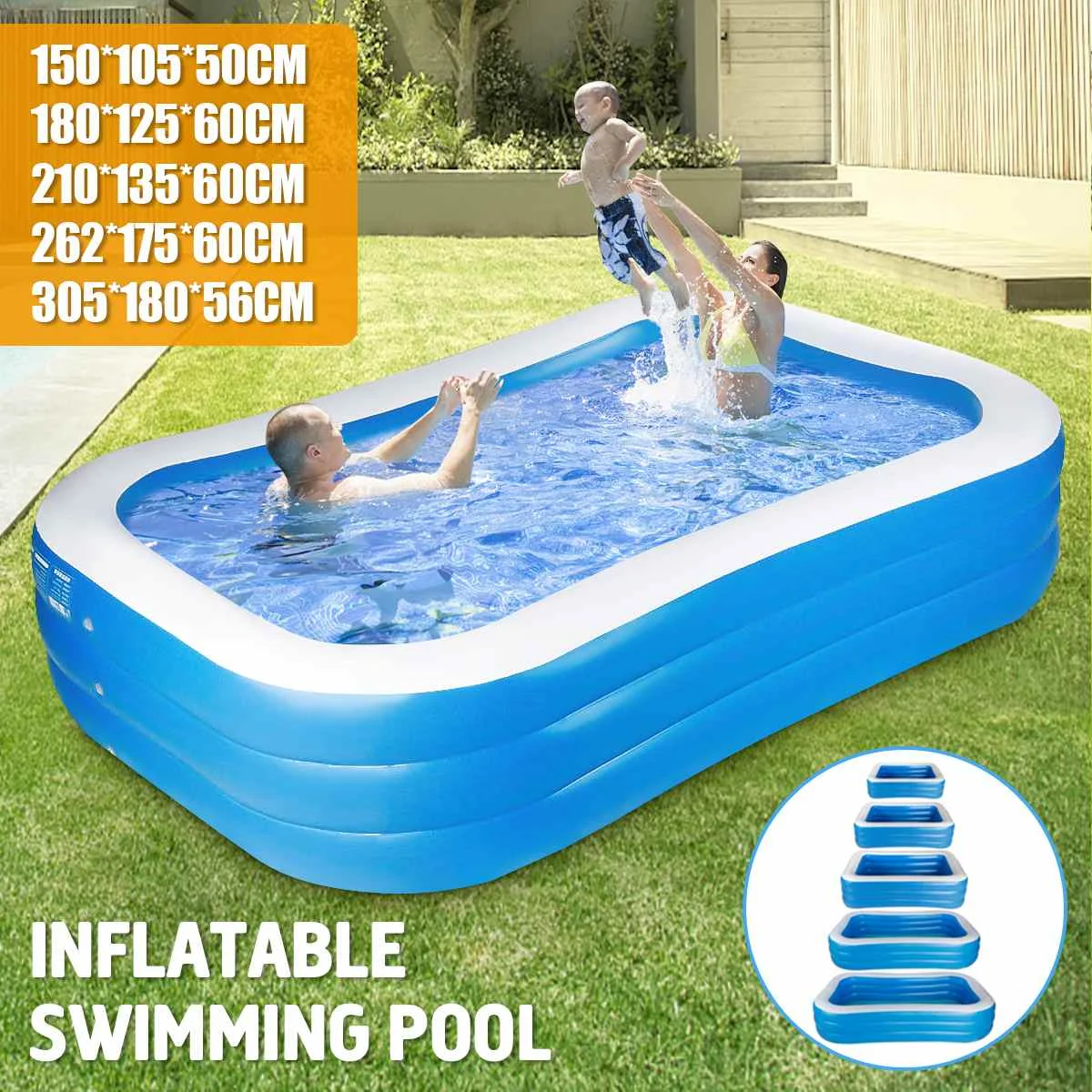 

305CM 3Layers Children Inflatable Pool Bathing Tub Baby Kid Home Outdoor Large Swimming Pool Inflatable Square Swimming Pool