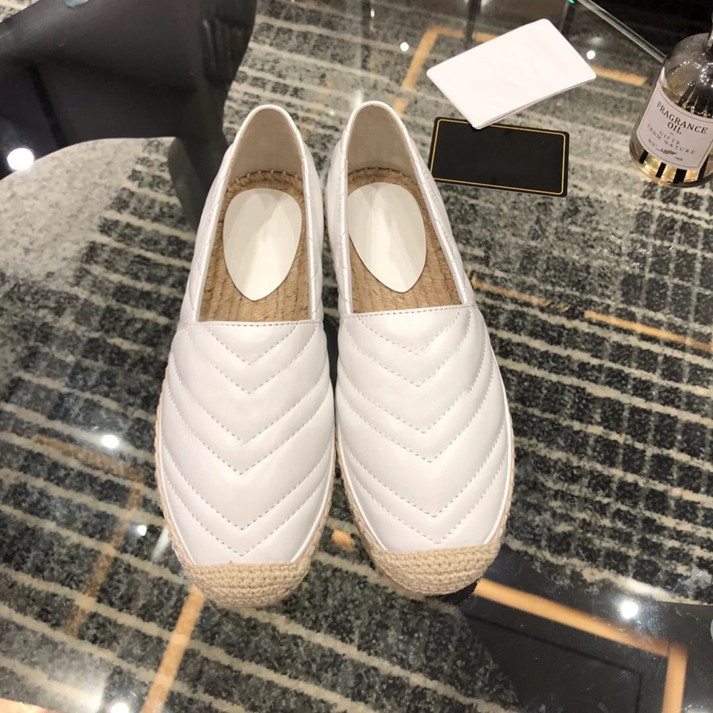 Women Espadrilles Shoes Flat Genuine Leather Shoes Woman Casual Loafers Top Quality Spring Autumn Big Size 35-41