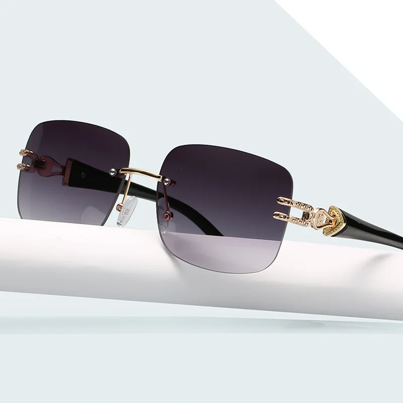 

Очки солнцезащитные женские без оправы, роскошные классические винтажные солнечные очки в металлической оправе, со стразами, в ретро стиле