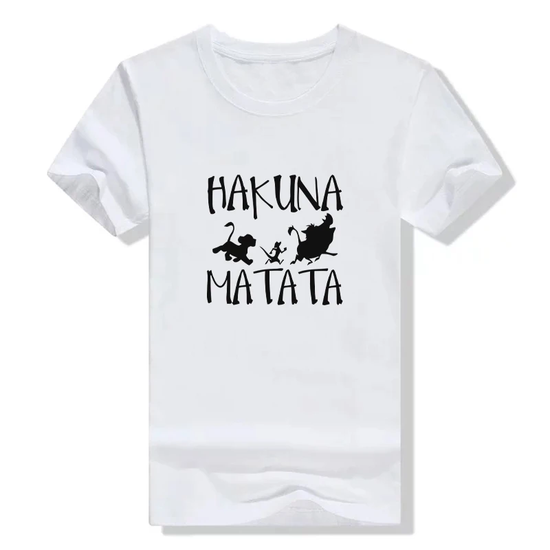 HAKUNA MATATA женская футболка летняя Tumblr 2019 короткий рукав принт мультфильм белая