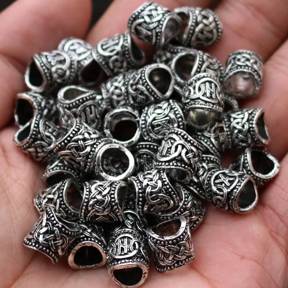 24 шт. руны викингов подвески для волос коса борода дредлок бусинки изготовления